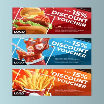 Fast Food Discount Voucher Templates Vector EPS10