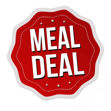 Meal deal label or sticker on white background, vector illustration